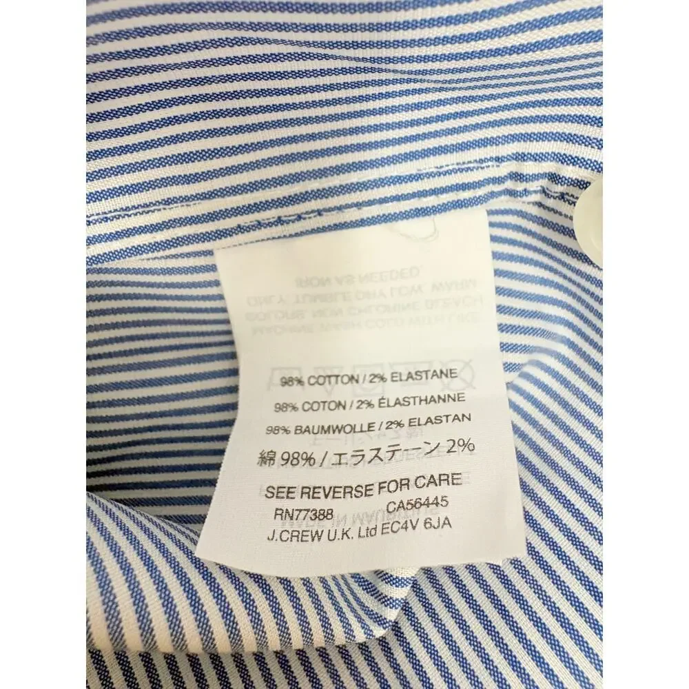 J.Crew Ludlow Slim Fit Dress Shirt Blue White Stripe 16 33 Stretch Cotton NWOT